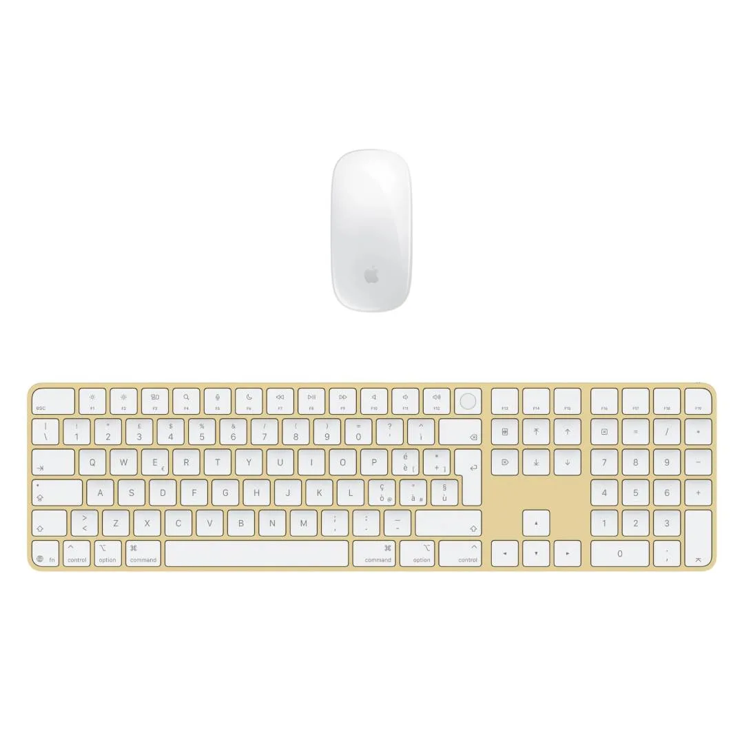 Apple Magic Keyboard 3 Gialla estesa con pad numerico Touch ID + Magic Mouse 3 versione con batteria integrata (Ricondizionato)
